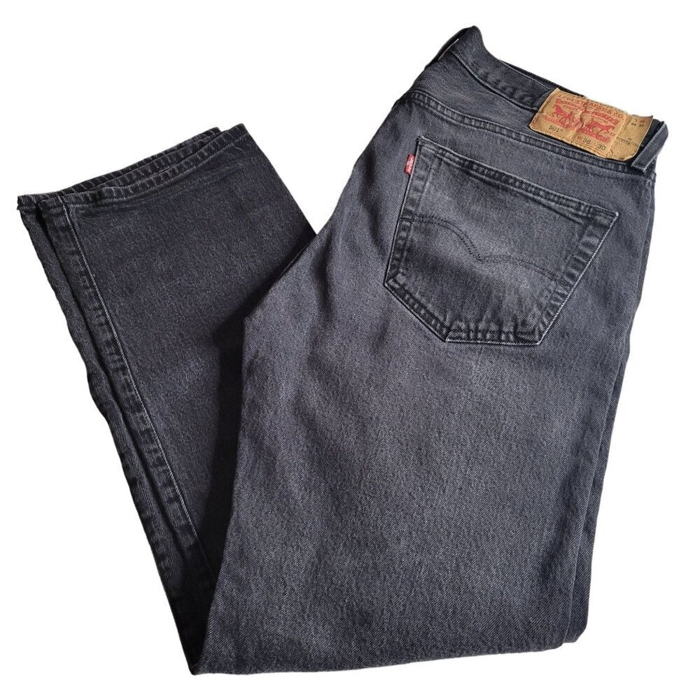 Black Levi 501 Button Fly Jeans - Size 36x30